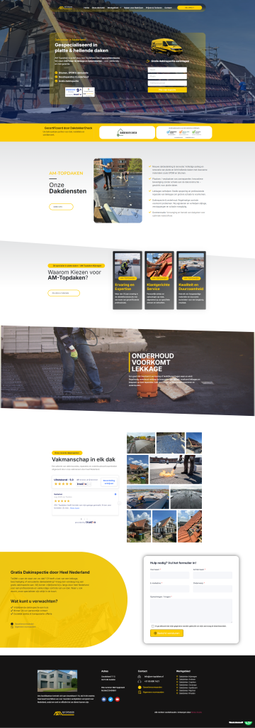 Visual identity en website design voor AM-TOPDAKEN door Bristu Studio