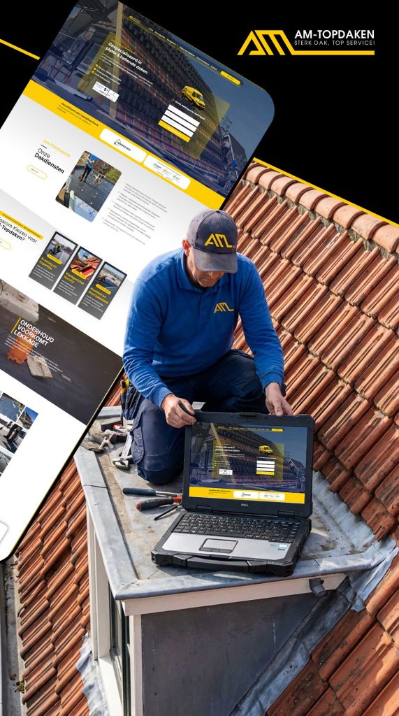 Visual identity en website design voor AM-TOPDAKEN door Bristu Studio